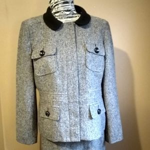 *3/$30 Sale* Vintage grey Kasper velvet collar blazer jacket Sz 14 Petite